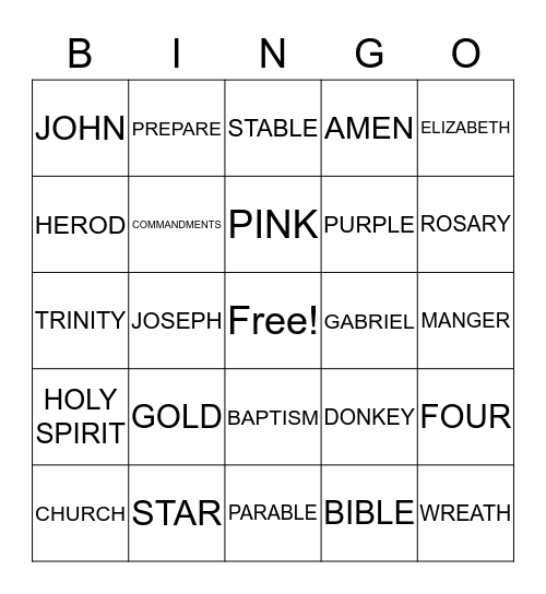 ADVENT BINGO Card