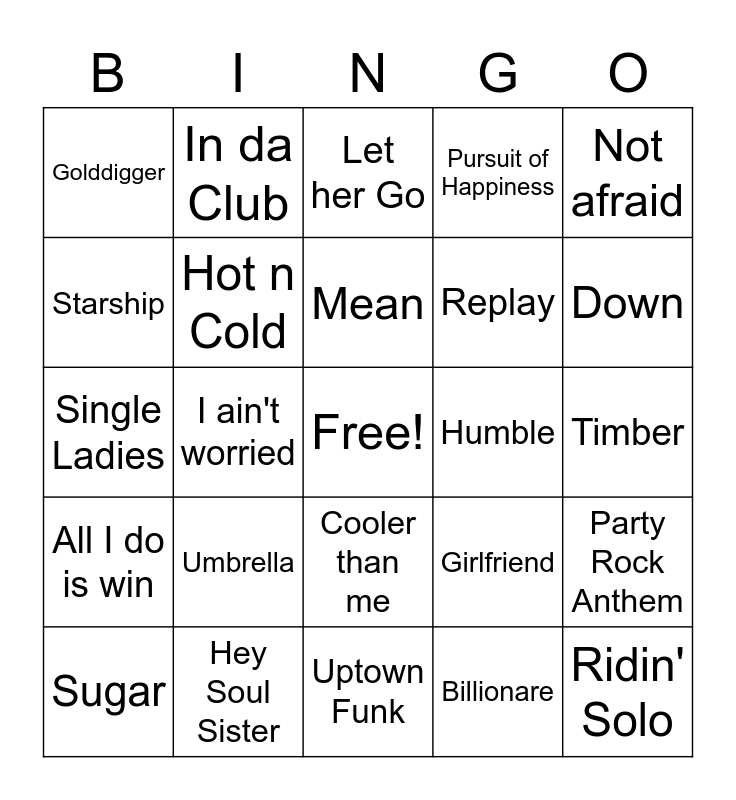 Gen Z - Name that Song Bingo Card