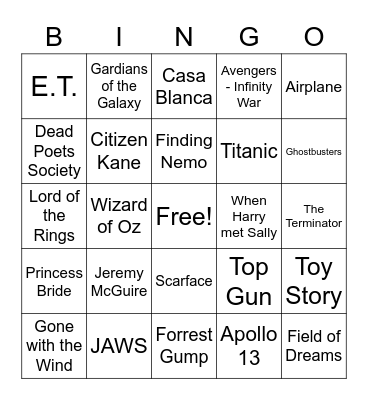 Name the Movie Bingo Card