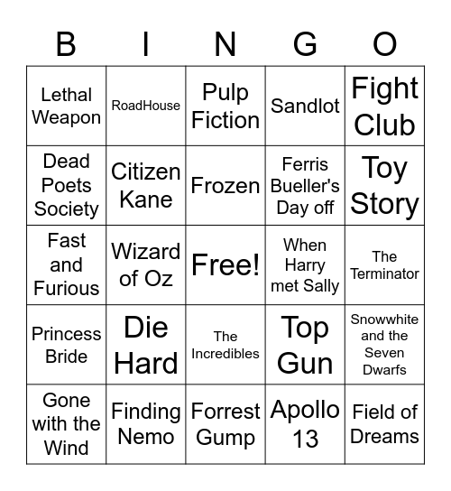 Name the Movie Bingo Card