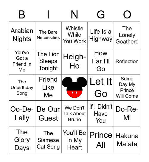 With a Smile and a Song 1 Bingo Card