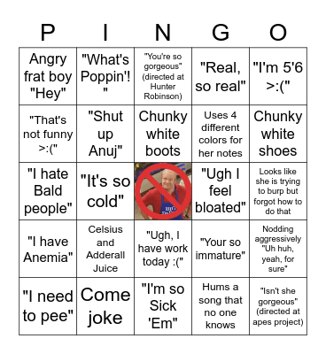 Peyton Bingo Card