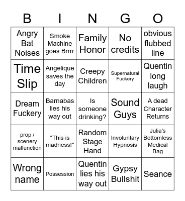 Dark Shadows Bingo Card