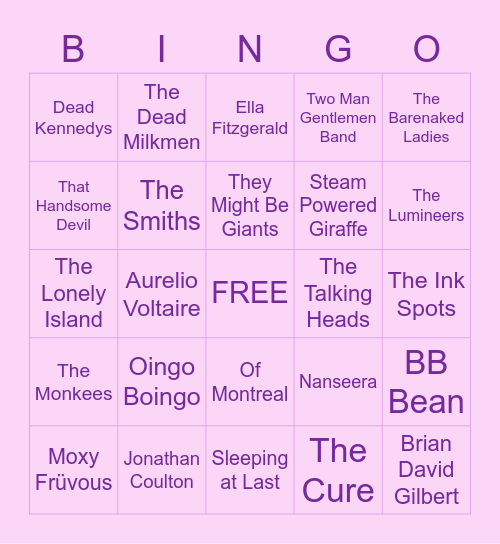 What Music Do We Have In Common? Bingo Card