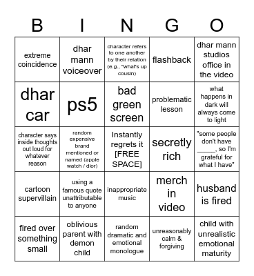 Dhar Mann Bingo v2 Bingo Card