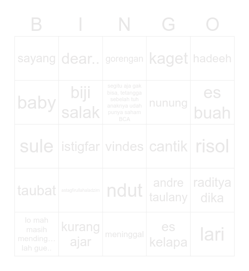 teh heslay .. 🌹 Bingo Card