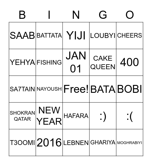 NEW YEAR'S BINGO Card