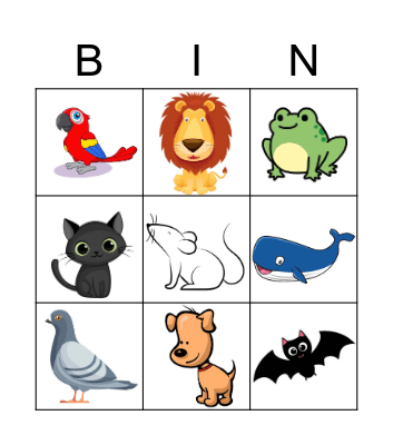 Animal bingo Card