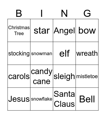 Christmas Time Bingo Card