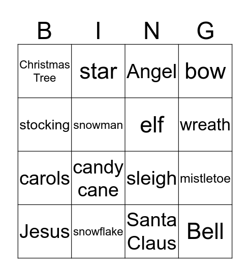 Christmas Time Bingo Card