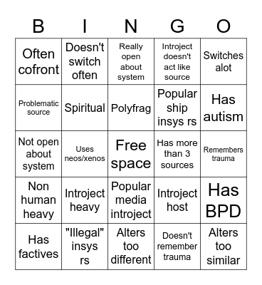 System fakeclaiming bingo Card