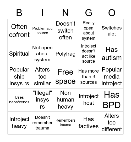 System fakeclaiming bingo Card