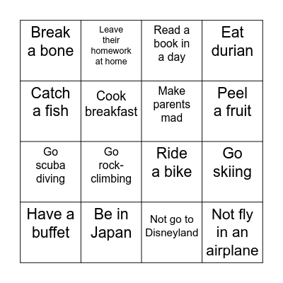 Friend Bingo! Bingo Card