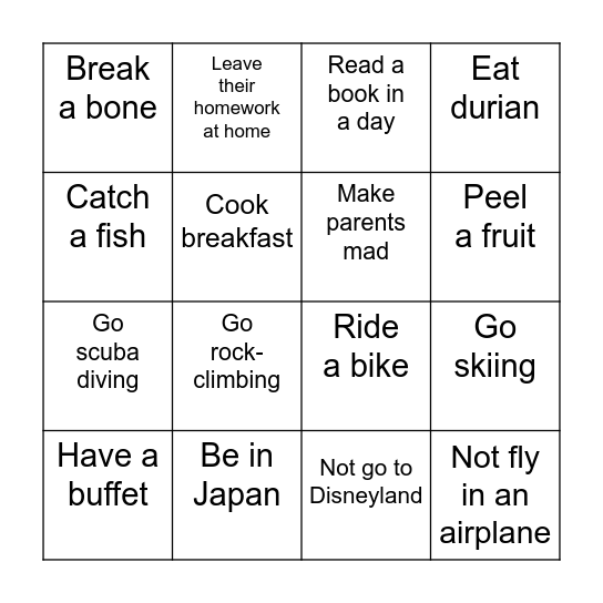 Friend Bingo! Bingo Card