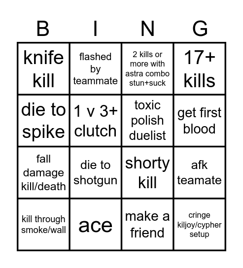 valorant bingo Card