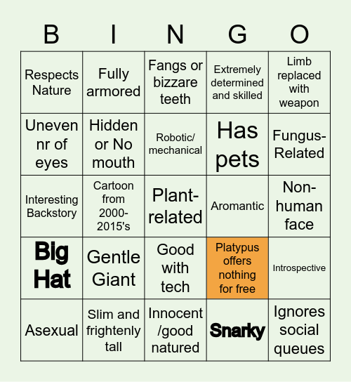 Platy's CC Bingo Card