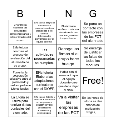 BIngo tutoria Bingo Card