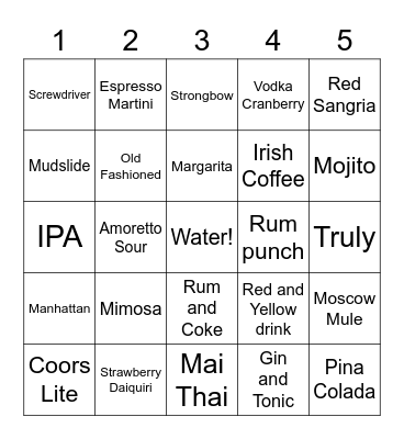 Benson Beverage Bingo Card