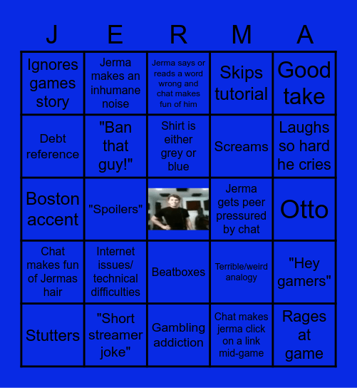 Jerma985 Stream Bingo Card