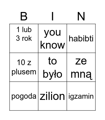 pnja Bingo Card