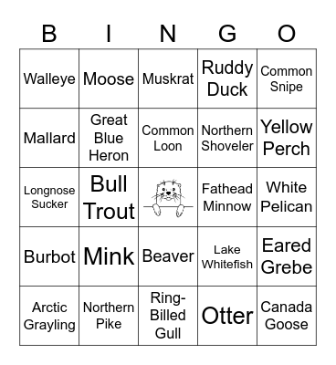 World Water Day Bingo of Alberta Fish&Wildlife Bingo Card