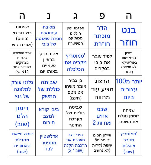 הרפורמה המשפטית Bingo Card