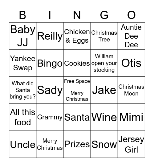 Christmas Bingo:  Do you hear what I hear? Bingo Card