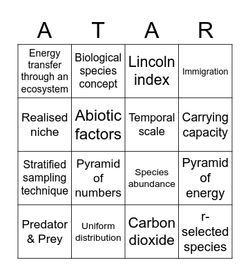 Unit 3 Biology Bingo Card
