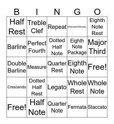 Music Bingo Card