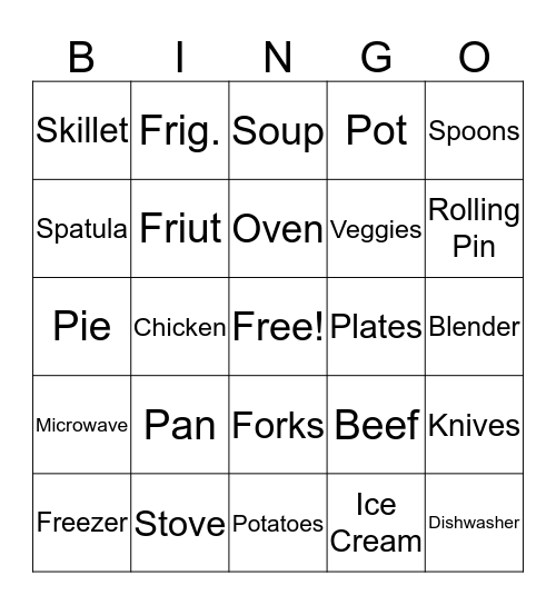 Chef's Circle Bingo Card