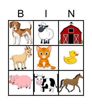 Farm Bingo Card