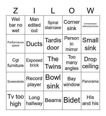Zillow Bingo Card