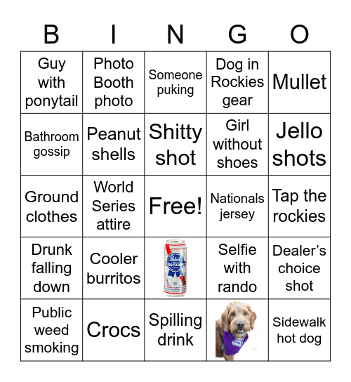 Rockies Opening Day 2023 Bingo Card