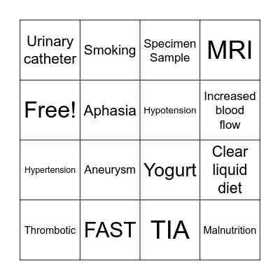 Stroke Bingo Card