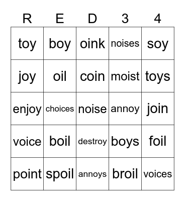 Red M Bingo Card