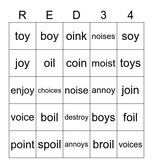 Red M Bingo Card