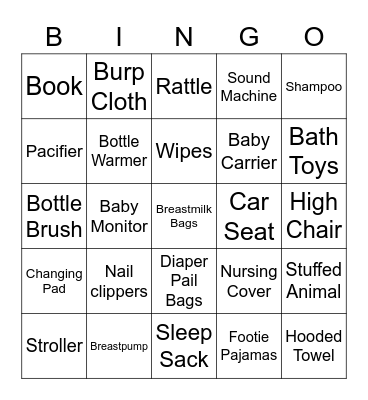 Baby Gift Bingo Card