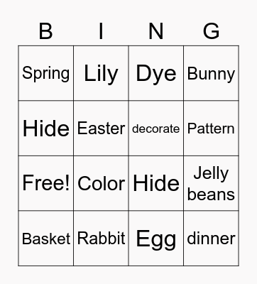 Easter Bingo Card