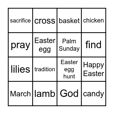 Easter bingo! Bingo Card