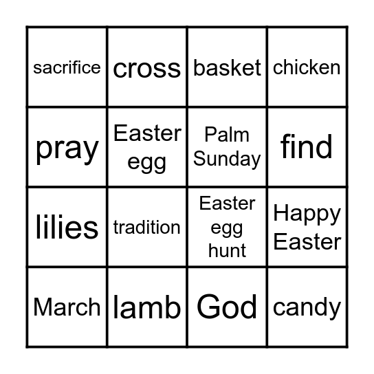 Easter bingo! Bingo Card