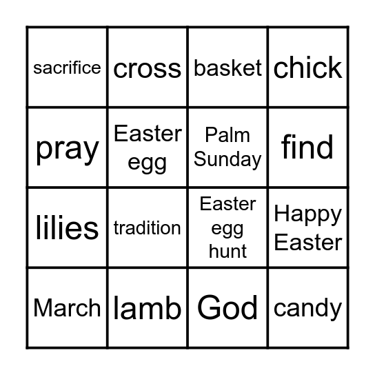 Easter bingo! Bingo Card