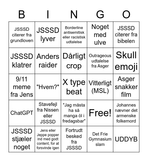 Flisen Bingo Card