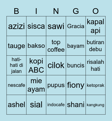 punya nayeon Bingo Card