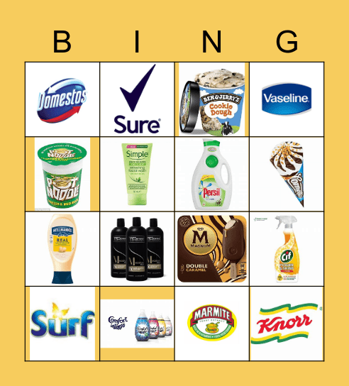 Unilever Bingo Card