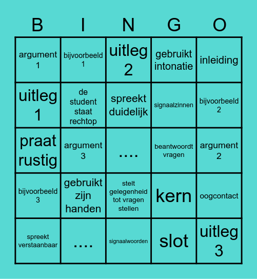 Presanteren Bingo Card