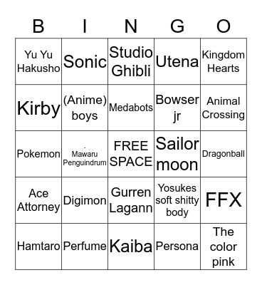 Josingo Bingo Card