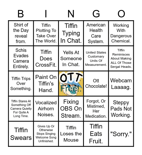 BingOTT Test Week Bingo Card