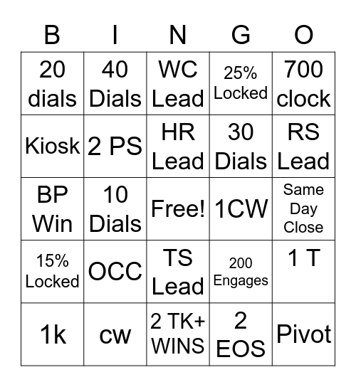 Monday Funday Bingo!! Bingo Card