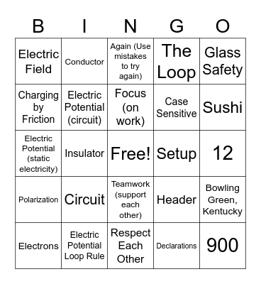 Review for Physics 9 Bingo Card