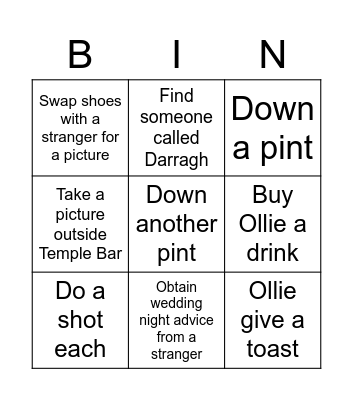 Ollie + James Bingo Card